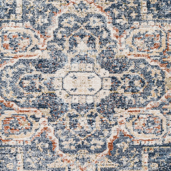 Livabliss Amore Traditional Fringe Runner Rug Machine Woven Polyester Hallway Entryway Accent Navy, Denim 7'10" x 7'10" AMO2310-710RD
