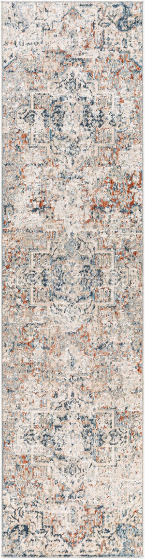 Livabliss Amore Traditional Fringe Runner Rug Machine Woven Polyester for Hallways and Entryways Navy, Denim 2'7" x 10' AMO2311-2610