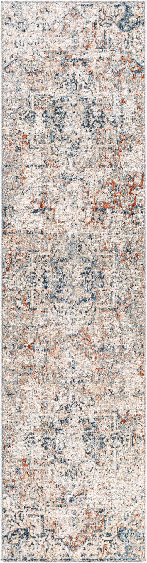 Livabliss Amore Traditional Fringe Runner Rug Machine Woven Polyester for Hallways and Entryways Navy, Denim 2'7" x 10' AMO2311-2610