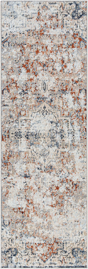 Livabliss Amore Traditional Fringe Runner Rug Machine Woven Polyester for Hallways and Entryways Navy, Denim 2'7" x 7'10" AMO2311-268