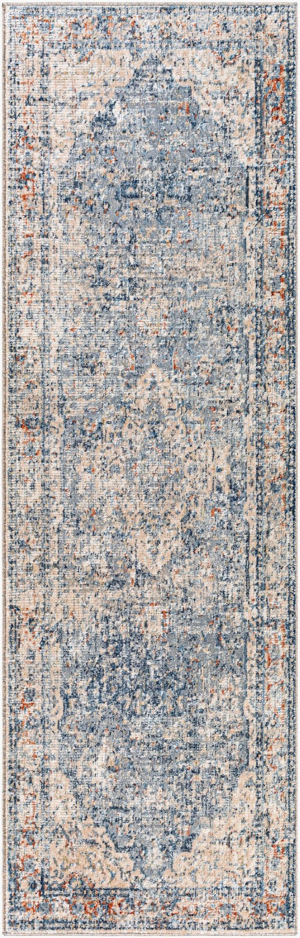 Livabliss Amore Traditional Motif Polyester Accent Rug Turkish Woven Entryway Floor Piece Navy, Denim 2'7" x 10' AMO2312-2610