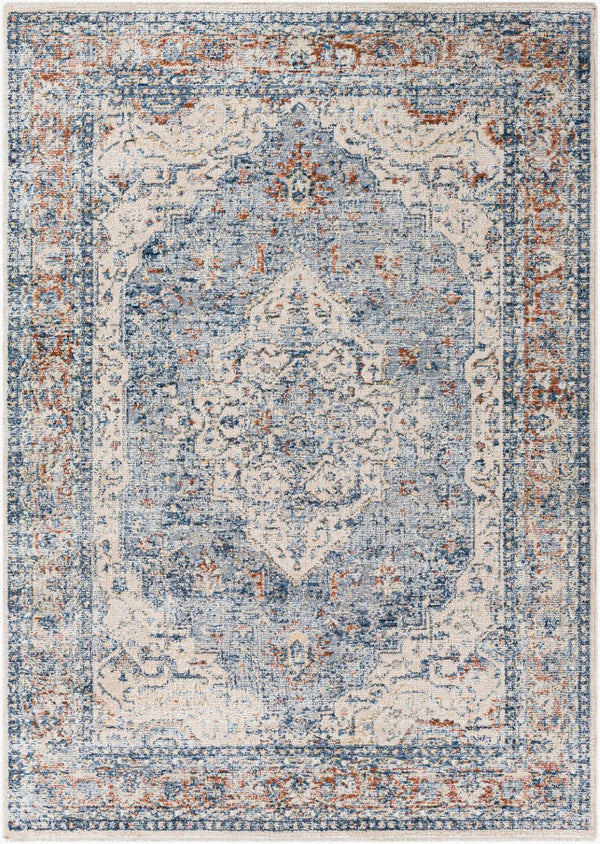 Livabliss Amore Traditional Motif Polyester Accent Rug Turkish Woven Entryway Floor Piece Navy, Denim 2'4" x 3'9" AMO2312-2339