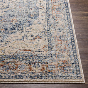 Livabliss Amore Traditional Motif Polyester Accent Rug Turkish Woven Entryway Floor Piece Navy, Denim 2'7" x 10' AMO2312-2610