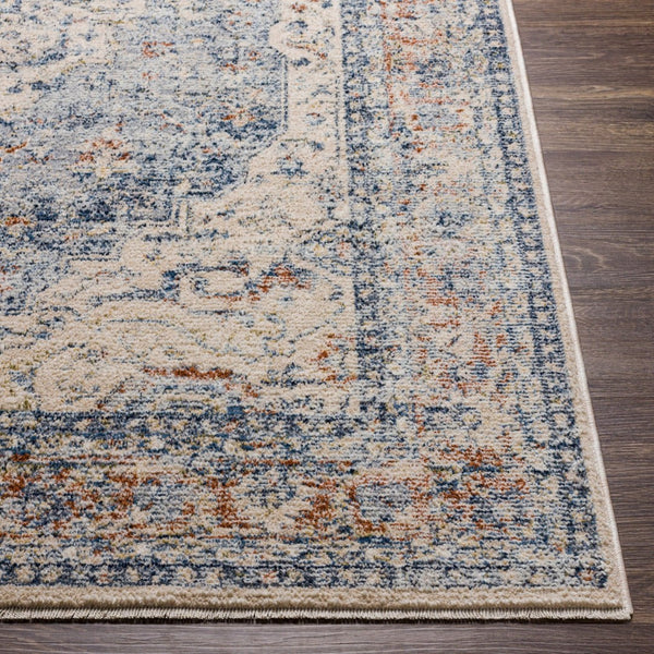 Livabliss Amore Traditional Motif Polyester Accent Rug Turkish Woven Entryway Floor Piece Navy, Denim 2'7" x 10' AMO2312-2610