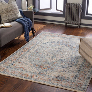 Livabliss Amore Traditional Motif Polyester Accent Rug Turkish Woven Entryway Floor Piece Navy, Denim 2'4" x 3'9" AMO2312-2339