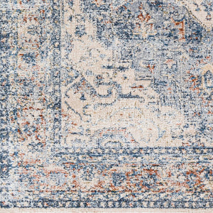 Livabliss Amore Traditional Motif Polyester Accent Rug Turkish Woven Entryway Floor Piece Navy, Denim 2'7" x 10' AMO2312-2610