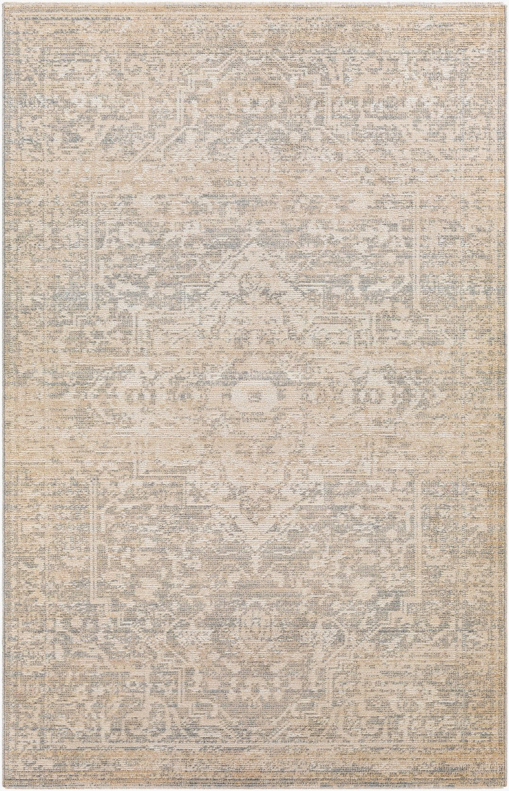 Livabliss Amore Medallion Botanical Fringe Accent Rug Machine Woven Polyester Transitional Entryway Beige, Gray 2'4" x 3'9" AMO2324-2339