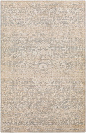 Livabliss Amore Medallion Botanical Fringe Accent Rug Machine Woven Polyester Transitional Entryway Beige, Gray 2'4" x 3'9" AMO2324-2339