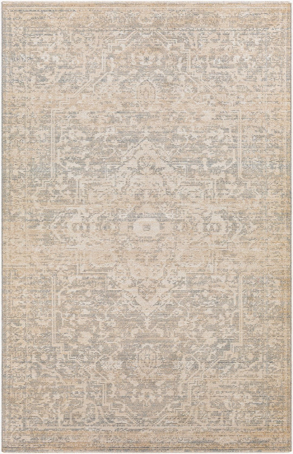 Livabliss Amore Medallion Botanical Fringe Accent Rug Machine Woven Polyester Transitional Entryway Beige, Gray 2'4" x 3'9" AMO2324-2339