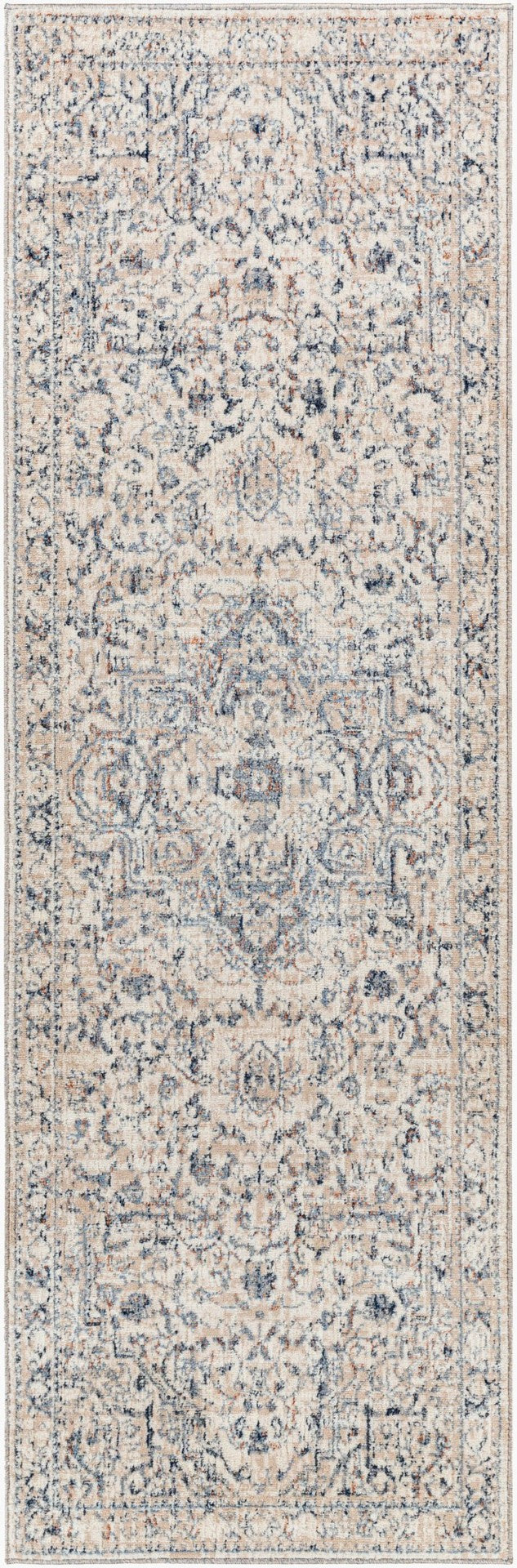 Livabliss Amore Traditional Fringe Accent Rug Machine Woven Turkish Polyester Entryway Mat Denim, Dark Blu 2'7" x 7'10" AMO2325-268