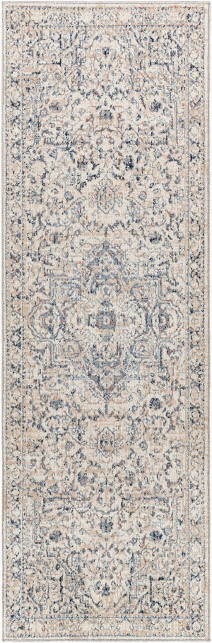 Livabliss Amore Traditional Fringe Accent Rug Machine Woven Turkish Polyester Entryway Mat Denim, Dark Blu 2'7" x 7'10" AMO2325-268
