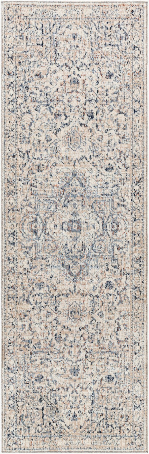 Livabliss Amore Traditional Fringe Accent Rug Machine Woven Turkish Polyester Entryway Mat Denim, Dark Blu 2'7" x 7'10" AMO2325-268