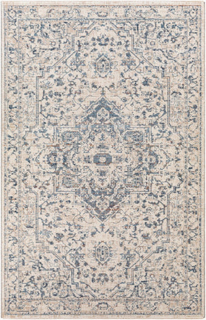 Livabliss Amore Traditional Fringe Accent Rug Machine Woven Turkish Polyester Entryway Mat Denim, Dark Blu 2' x 2'11" AMO2325-23
