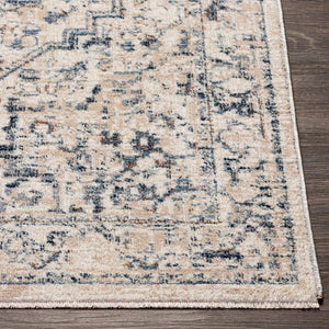 Livabliss Amore Traditional Fringe Accent Rug Machine Woven Turkish Polyester Entryway Mat Denim, Dark Blu 2' x 2'11" AMO2325-23