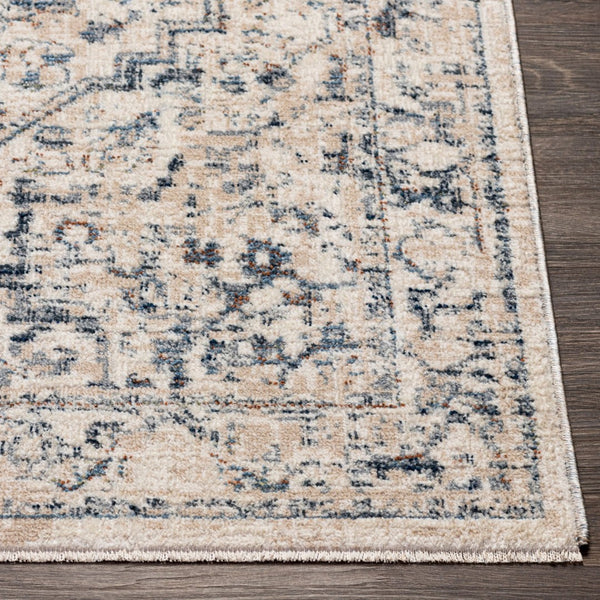 Livabliss Amore Traditional Fringe Accent Rug Machine Woven Turkish Polyester Entryway Mat Denim, Dark Blu 2' x 2'11" AMO2325-23