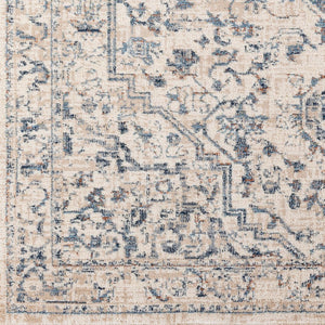 Livabliss Amore Traditional Fringe Accent Rug Machine Woven Turkish Polyester Entryway Mat Denim, Dark Blu 2' x 2'11" AMO2325-23