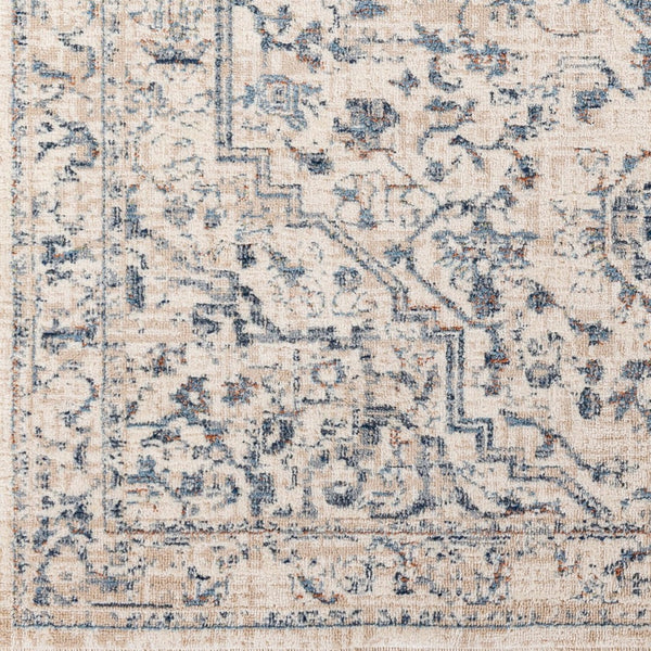 Livabliss Amore Traditional Fringe Accent Rug Machine Woven Turkish Polyester Entryway Mat Denim, Dark Blu 2' x 2'11" AMO2325-23