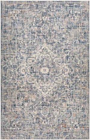 Livabliss Amore Turkish Medallion Accent Rug with Fringe Polyester Machine Woven Entryway Mat Dark Blue, Char 2' x 2'11" AMO2326-23