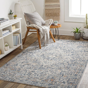 Livabliss Amore Turkish Medallion Accent Rug with Fringe Polyester Machine Woven Entryway Mat Dark Blue, Char 2' x 2'11" AMO2326-23