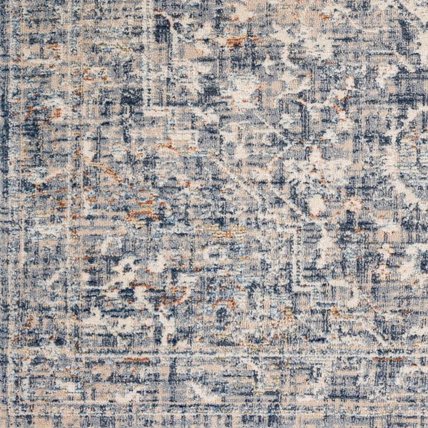 Livabliss Amore Turkish Medallion Accent Rug with Fringe Polyester Machine Woven Entryway Mat Dark Blue, Char 2' x 2'11" AMO2326-23