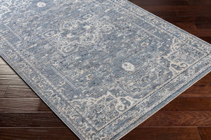 Livabliss Amore Traditional Pattern Polyester Rug with Fringe Border for Entryway Decor Denim, Dark Blu 2'4" x 3'9" AMO2327-2339