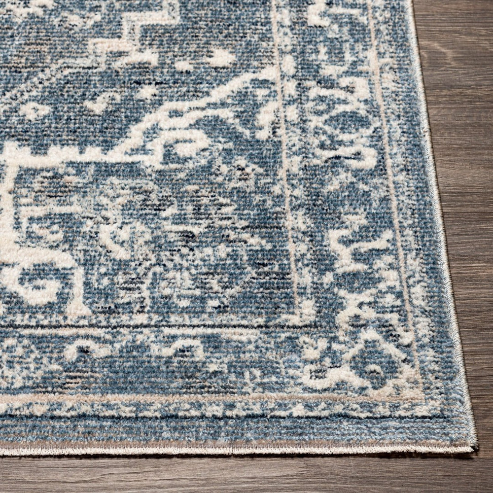 Livabliss Amore Traditional Pattern Polyester Rug with Fringe Border for Entryway Decor Denim, Dark Blu 2'4" x 3'9" AMO2327-2339