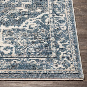 Livabliss Amore Traditional Pattern Polyester Rug with Fringe Border for Entryway Decor Denim, Dark Blu 2'4" x 3'9" AMO2327-2339