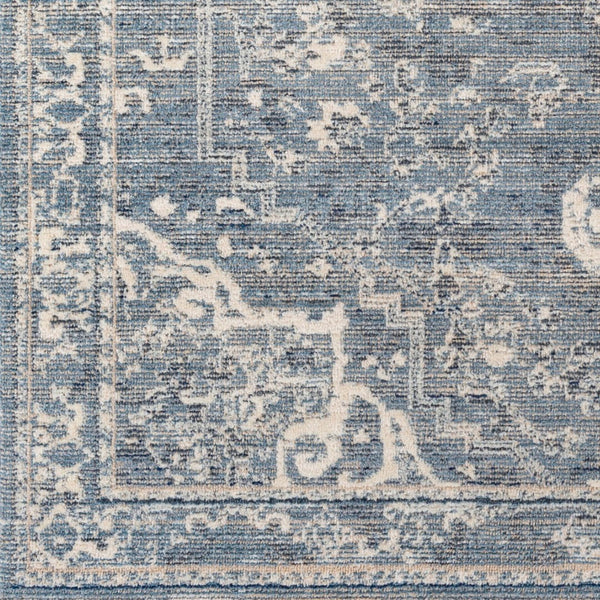 Livabliss Amore Traditional Pattern Polyester Rug with Fringe Border for Entryway Decor Denim, Dark Blu 2'4" x 3'9" AMO2327-2339