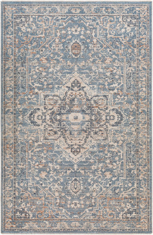 Livabliss Amore Turkish Medallion Accent Rug with Fringe Border for Entryway or Bath Denim, Dark Blu 2' x 2'11" AMO2328-23