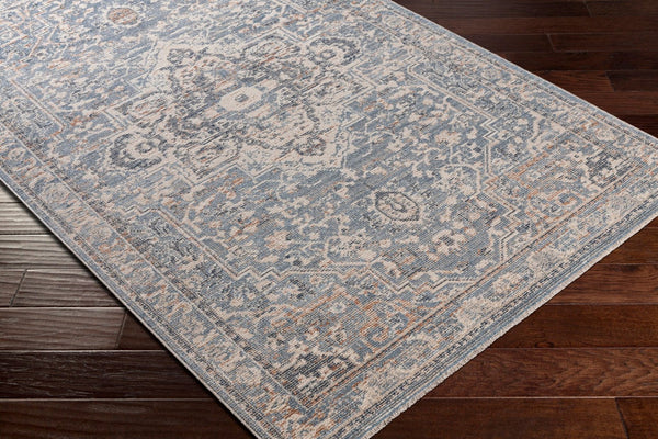 Livabliss Amore Turkish Medallion Accent Rug with Fringe Border for Entryway or Bath Denim, Dark Blu 2' x 2'11" AMO2328-23
