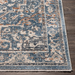 Livabliss Amore Turkish Medallion Accent Rug with Fringe Border for Entryway or Bath Denim, Dark Blu 2' x 2'11" AMO2328-23