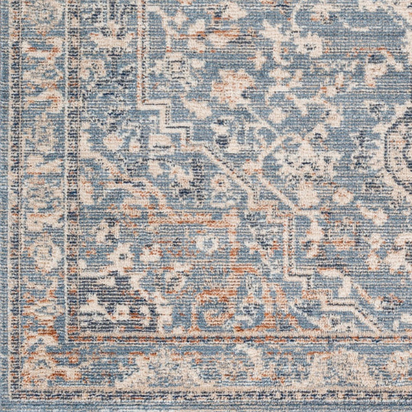 Livabliss Amore Turkish Medallion Accent Rug with Fringe Border for Entryway or Bath Denim, Dark Blu 2' x 2'11" AMO2328-23