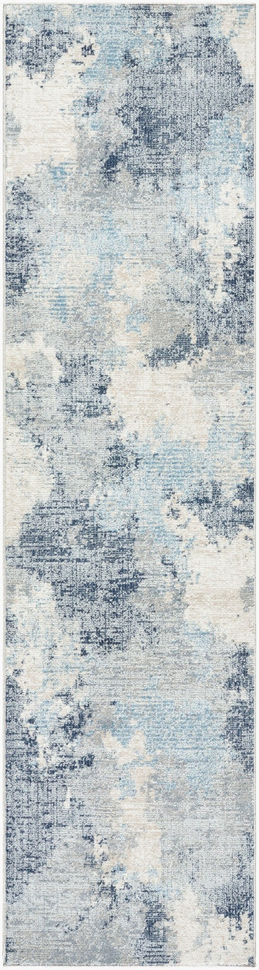 Livabliss Amore Machine Woven Polyester Runner Rug with Fringe for Hallways and Entryways Deep Teal, Navy 2'7" x 10' AMO2340-2610