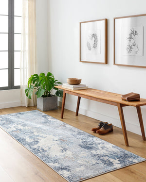 Livabliss Amore Fringe Runner Rug Polyester Machine Woven Modern Pattern for Hallway or Entryway Deep Teal, Navy 2'7" x 7'10" AMO2341-268