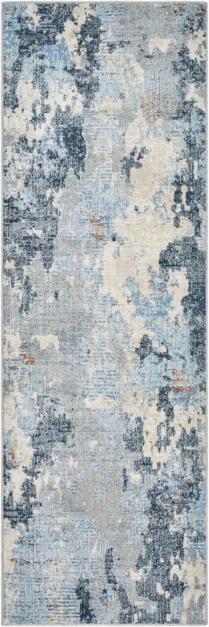 Livabliss Amore Fringe Runner Rug Polyester Machine Woven Modern Pattern for Hallway or Entryway Deep Teal, Navy 2'7" x 7'10" AMO2341-268