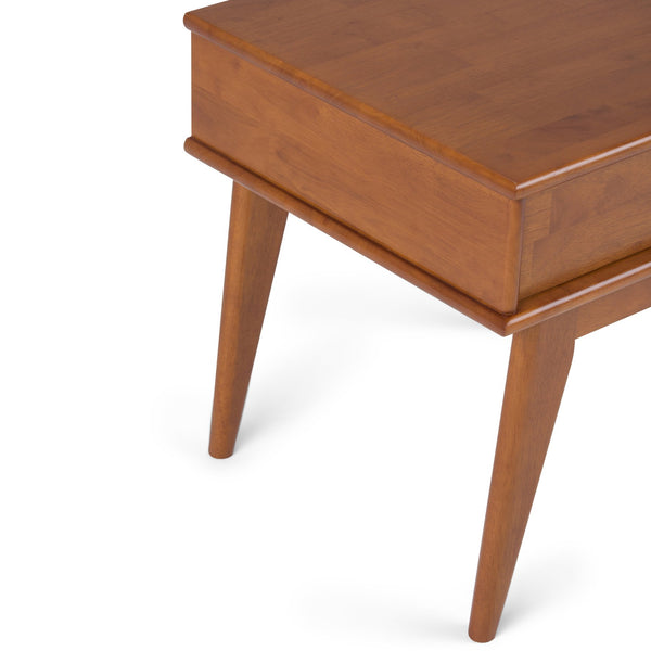 English Elm Draper Mid Century End Table In Teak Brown - Stylish Storage & Versatile Design For Any Space B136P158148