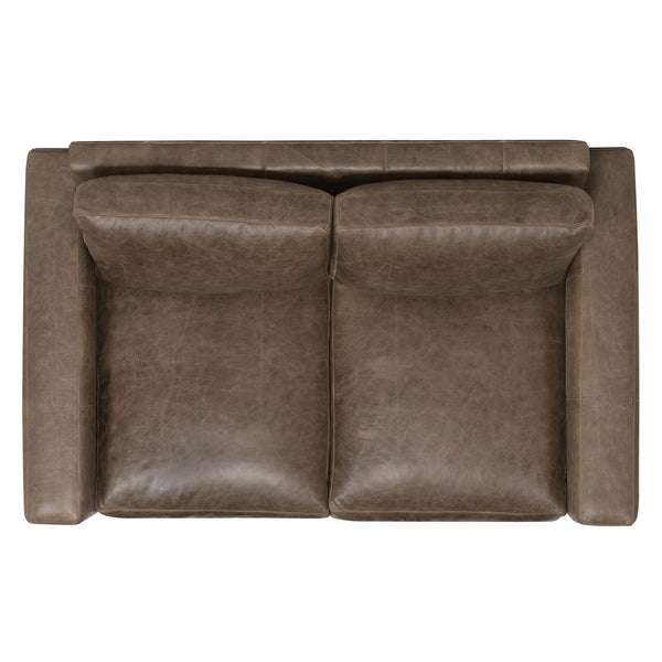 Bernhardt Bernhardt Top-Grain Leather Loveseat With Wide Track Arms, Plush Cushions & Walnut Tapered Feet 9225LO