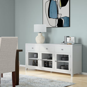 English Elm Cosmopolitan - Contemporary White Sideboard Buffet With Generous Storage & Modern Design Features B136P158549