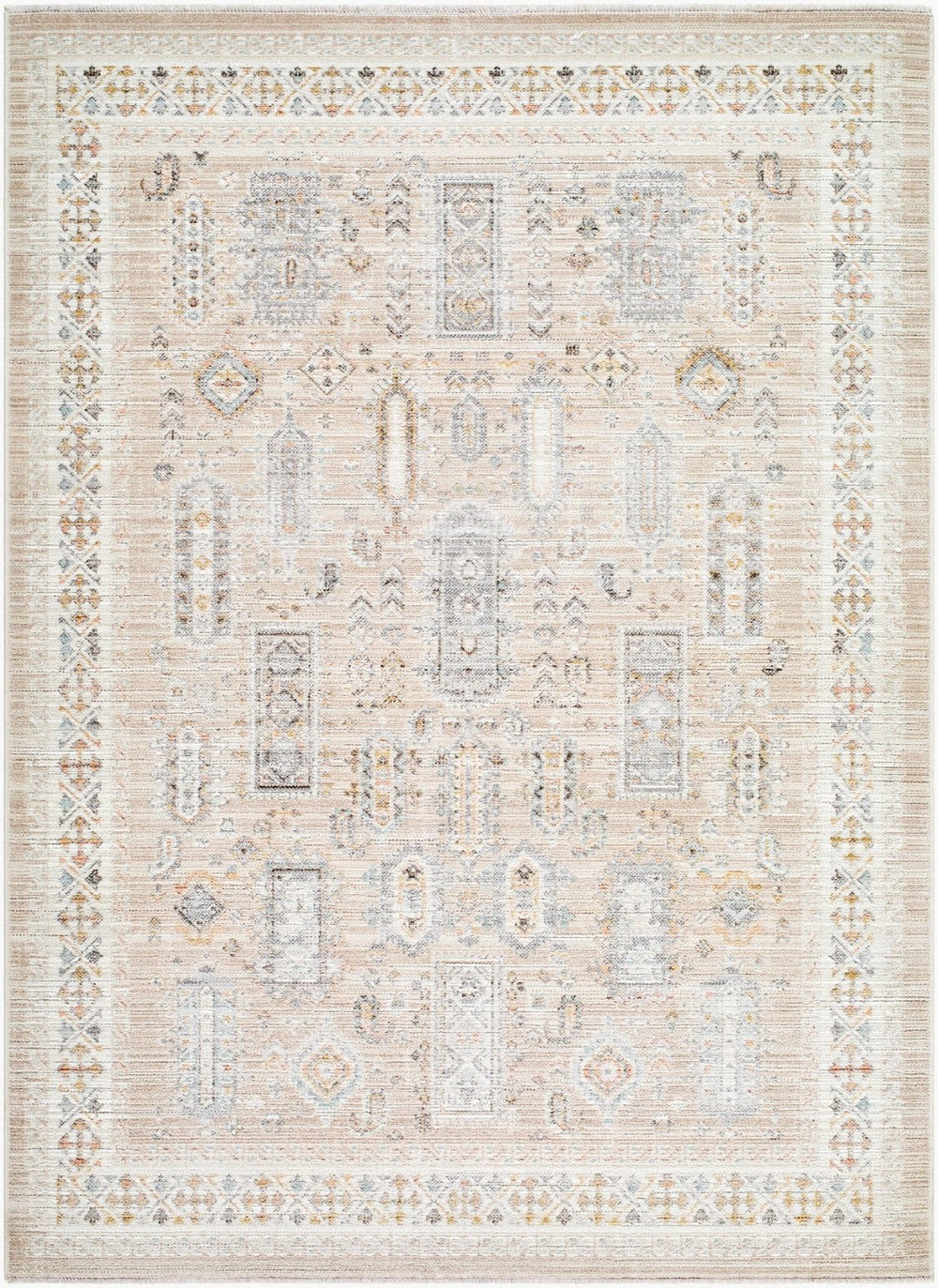 Livabliss Amir Traditional Turkish Machine Woven Area Rug with Fringe for Living or Dining Rooms Beige, Cream 6'7" x 9'2" AMR2300-6792