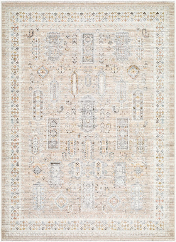 Livabliss Amir Traditional Turkish Machine Woven Area Rug with Fringe for Living or Dining Rooms Beige, Cream 6'7" x 9'2" AMR2300-6792