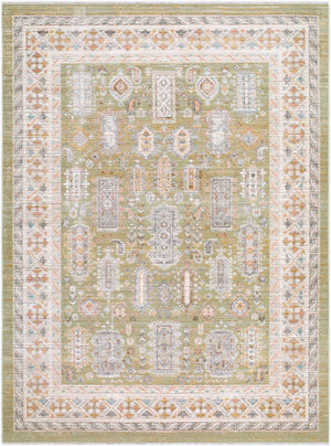 Livabliss Amir Traditional Fringe Area Rug Machine Woven Polypropylene for Living Spaces Sage, Cream 5'3" x 7' AMR2301-537