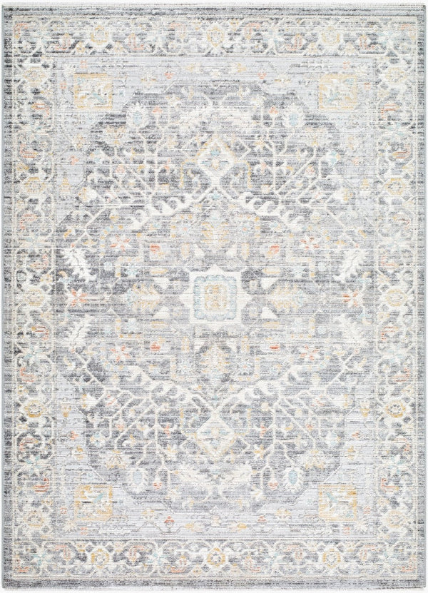 Livabliss Amir Traditional Fringe Area Rug Machine Woven Turkey Polypropylene Low Pile Floor Medium Gray, Li 7'10" x 10' AMR2303-71010