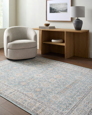 Livabliss Amir Traditional Fringe Area Rug Machine Woven in Turkey for Living Room Floors Sky Blue, Cream 7'10" x 10' AMR2304-71010
