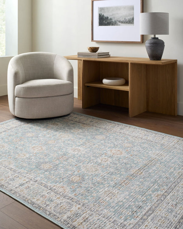 Livabliss Amir Traditional Fringe Area Rug Machine Woven in Turkey for Living Room Floors Sky Blue, Cream 7'10" x 10' AMR2304-71010