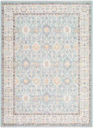 Livabliss Amir Traditional Fringe Area Rug Machine Woven in Turkey for Living Room Floors Sky Blue, Cream 7'10" x 10' AMR2304-71010