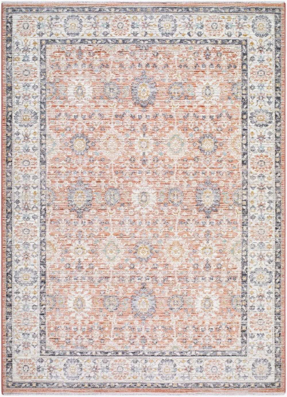 Livabliss Amir Traditional Medallion Area Rug Machine Woven Polypropylene Blend for Living Rooms Rose, Beige 5'3" x 7' AMR2305-537