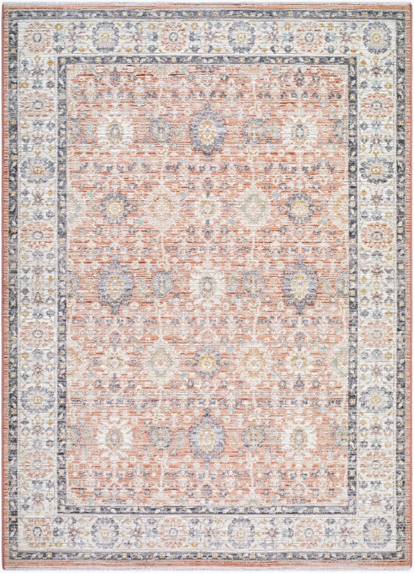 Livabliss Amir Traditional Medallion Area Rug Machine Woven Polypropylene Blend for Living Rooms Rose, Beige 5'3" x 7' AMR2305-537
