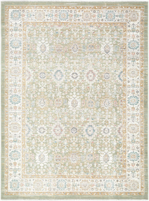 Livabliss Amir Traditional Medallion Area Rug Machine Woven Polypropylene Washable Living Room Sage, Cream 5'3" x 7' AMR2306-537