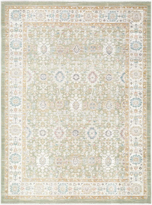 Livabliss Amir Traditional Medallion Area Rug Machine Woven Polypropylene Washable Living Room Sage, Cream 5'3" x 7' AMR2306-537