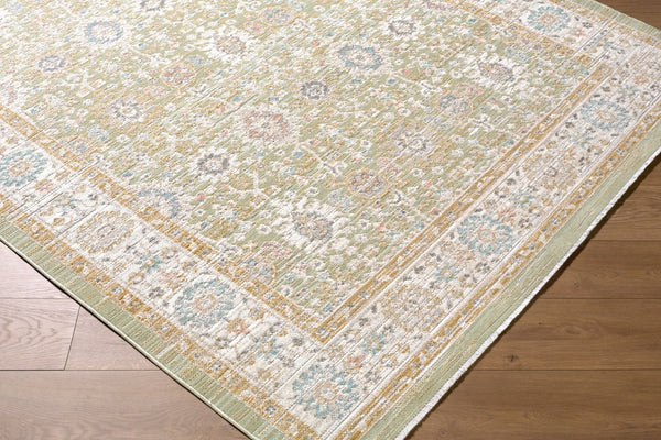 Livabliss Amir Traditional Medallion Area Rug Machine Woven Polypropylene Washable Living Room Sage, Cream 5'3" x 7' AMR2306-537